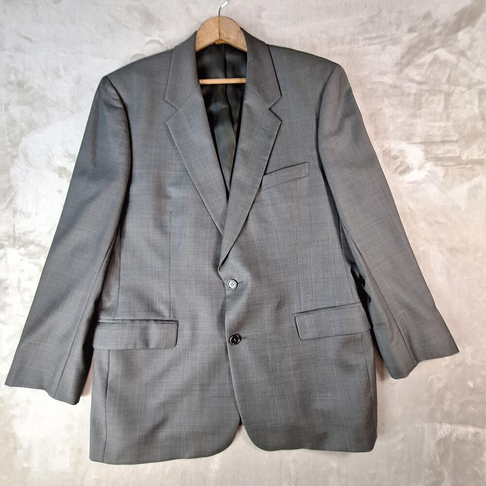 Brooks Brothers Suit Jacket Mens 44R Gray Wool Plaid Single Vent 2 Button Israel